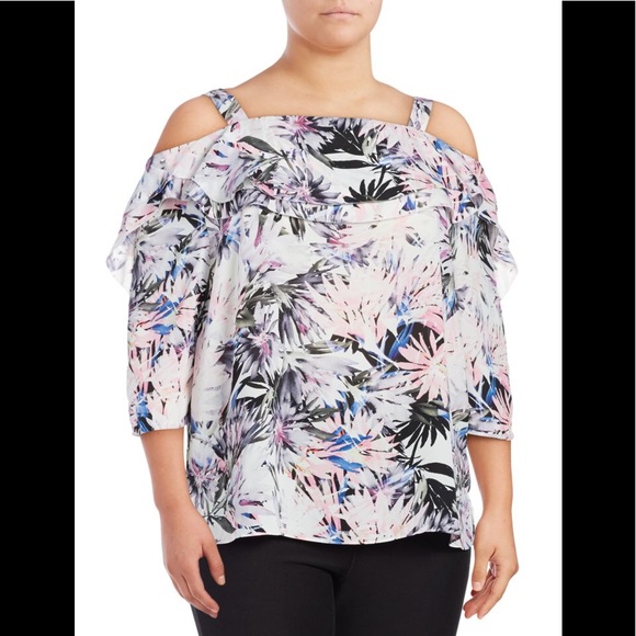NYDJ Printed Ruffle Blouse Plus - Picture 5 of 6